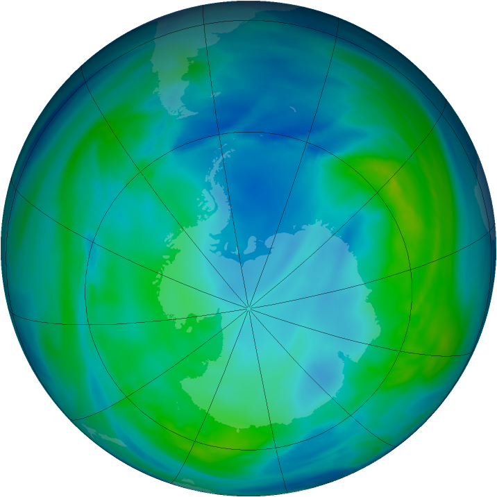 Antarctic ozone map for 10 May 2005
